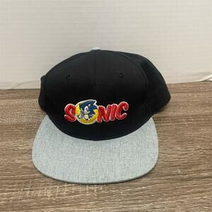 Sega Sonic The Hedgehog Snapback Cap Hat Black Adjustable